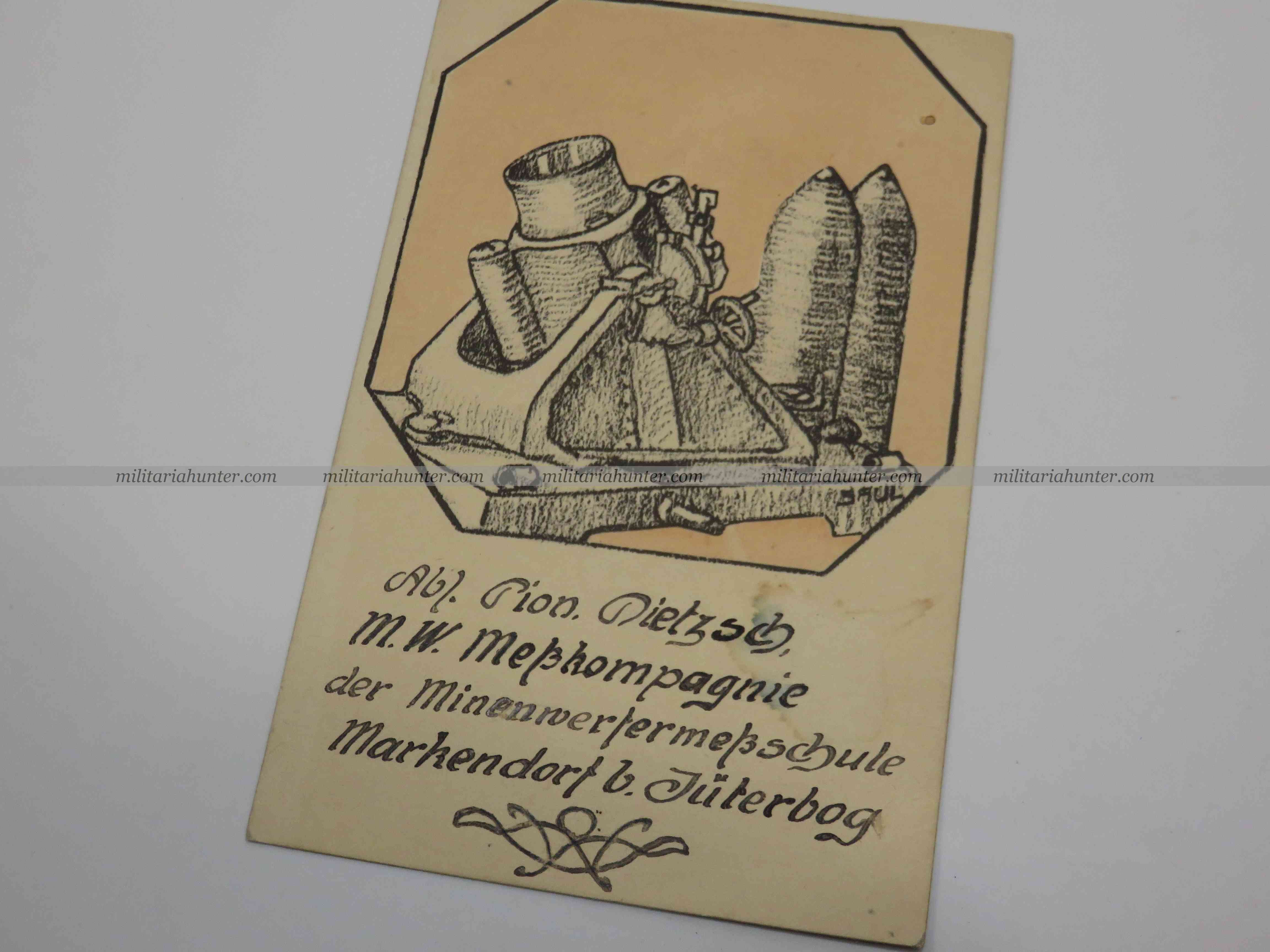 militaria : Postcard / AK Abteilung Pionier Nietzsch - Minenwerferschule