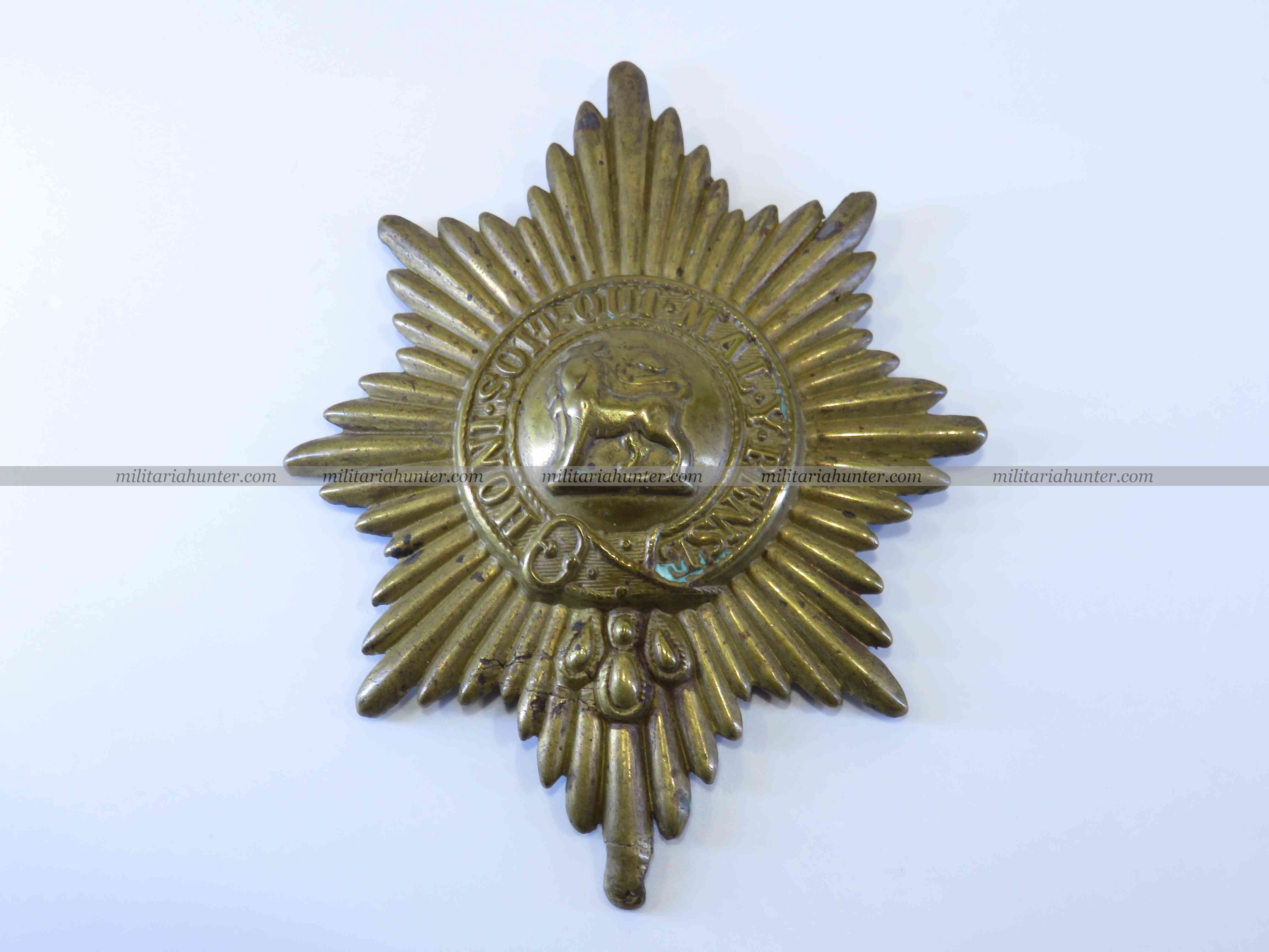 militaria : Brass cross belt plate Honi soit qui mal y pense - Worcestershire