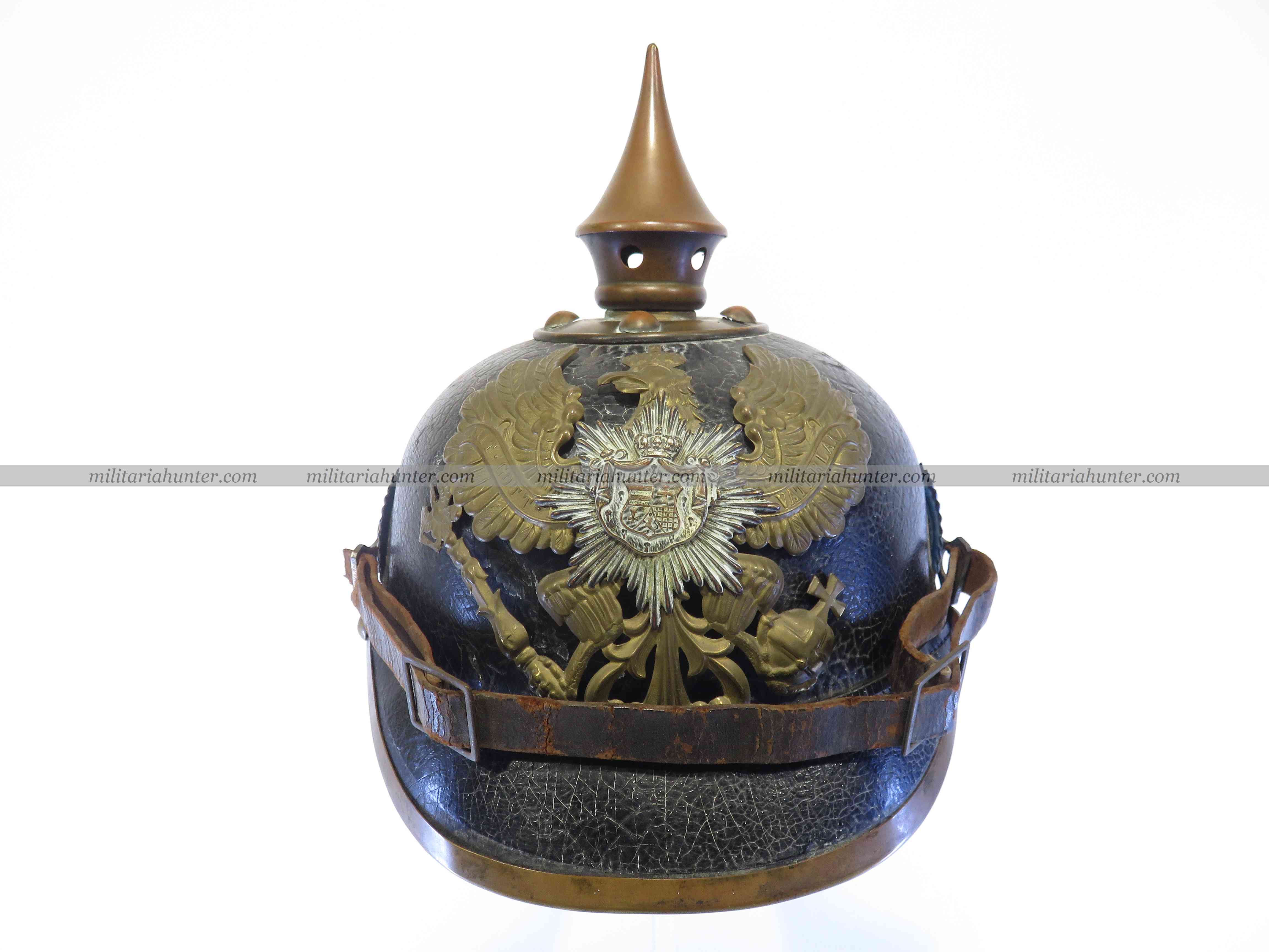 militaria : Casque à pointe Oldenburg OJR91 nominatif Bataille Belgique ou Marne