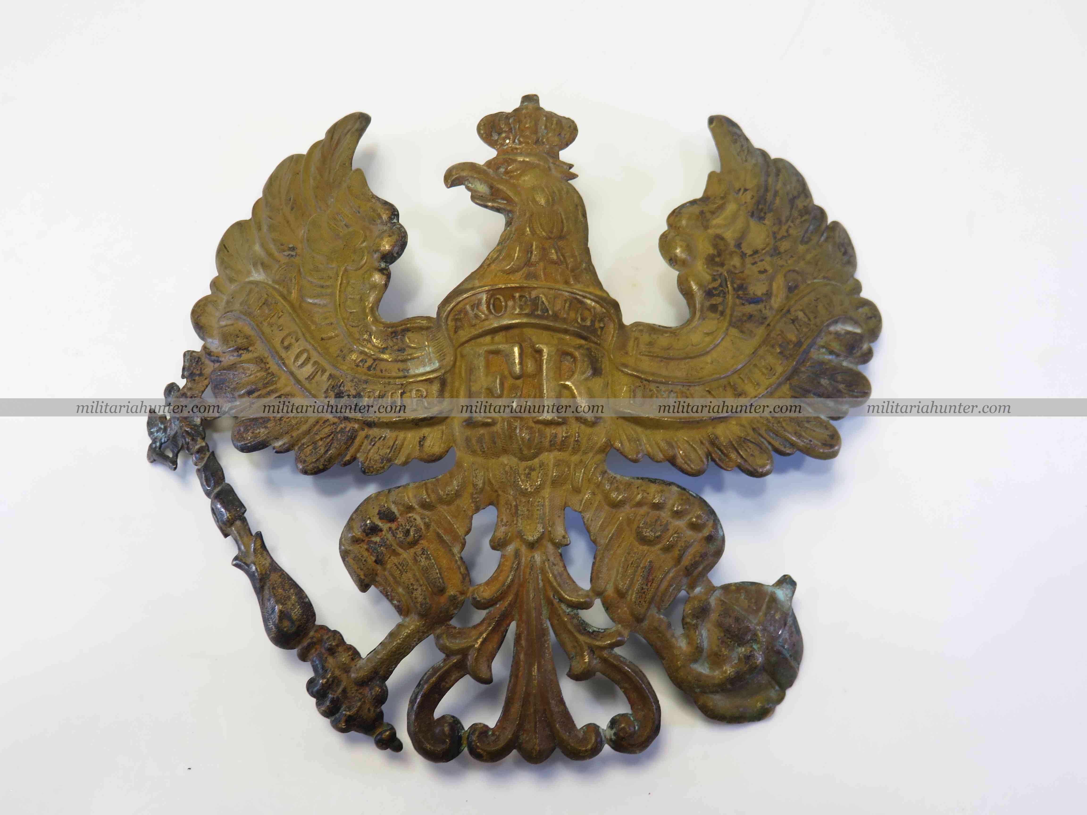 militaria : Plaque de casque à pointe Prussien M1895 - prussian spiked helmet eagle plate