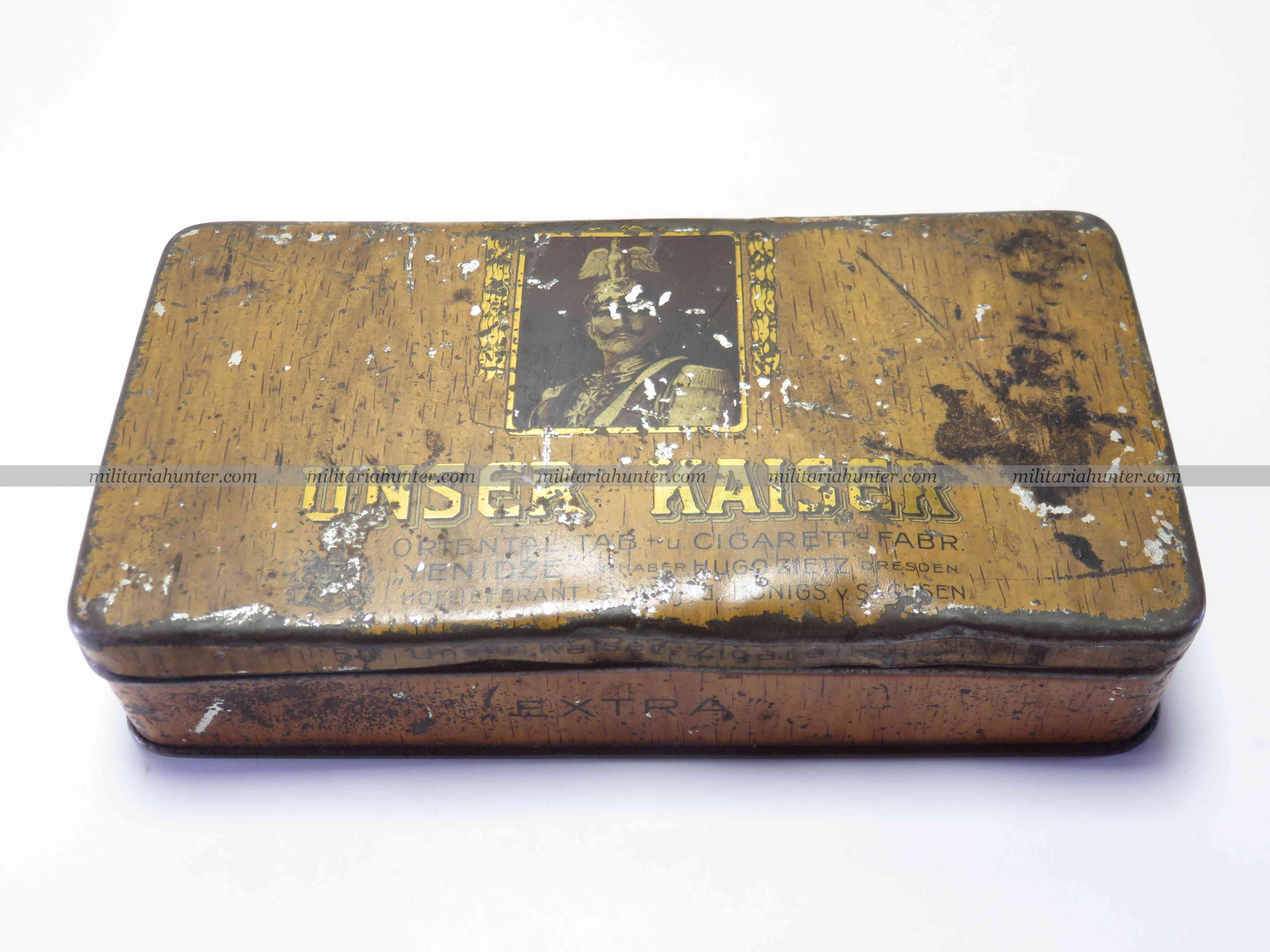 militaria : Boîte de cigarettes Unser Kaiser - ww1 german cigarettes box