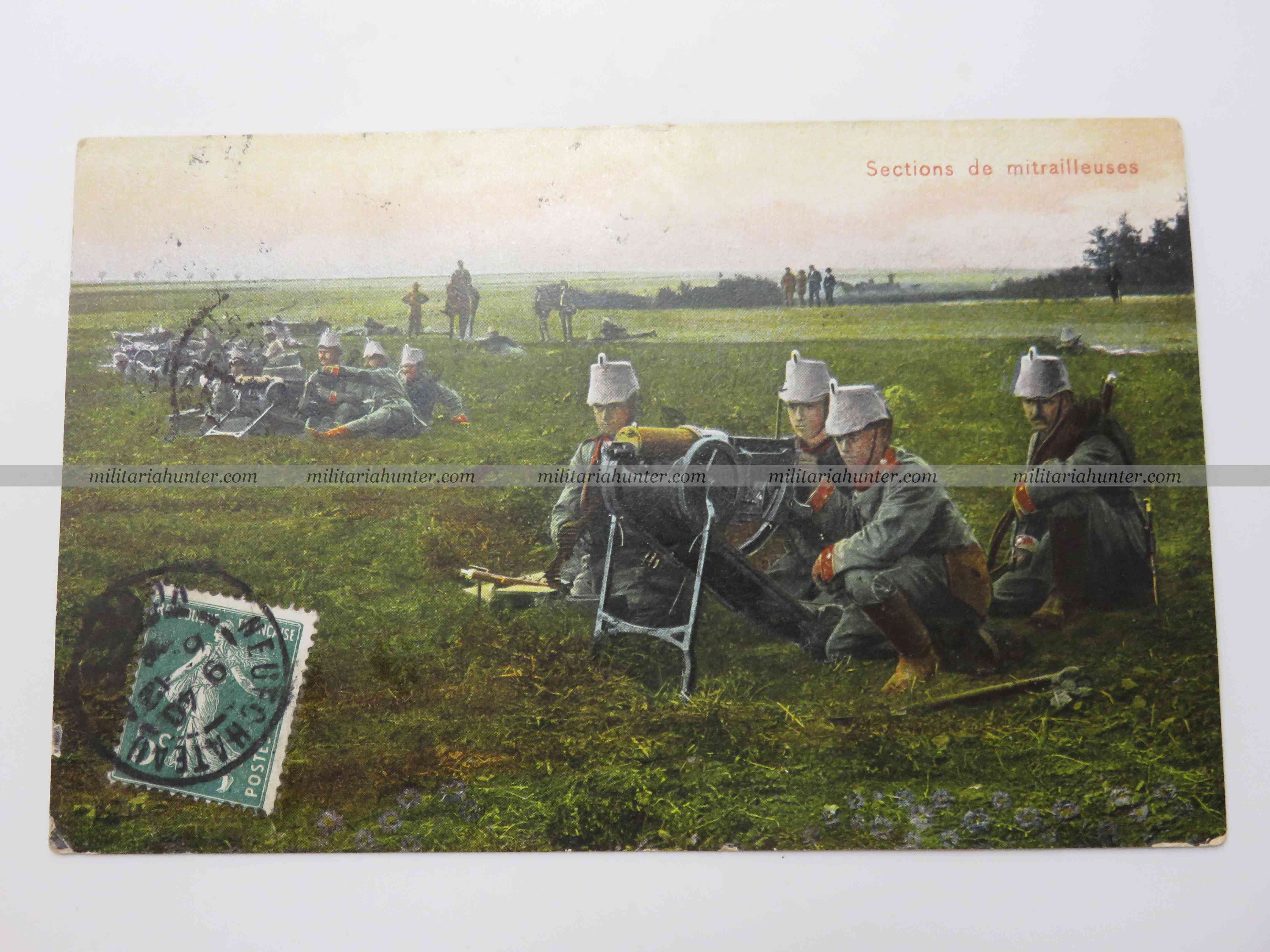 militaria : ww1 postcard german Machine Gun Section - Carte postale MG Abteilung