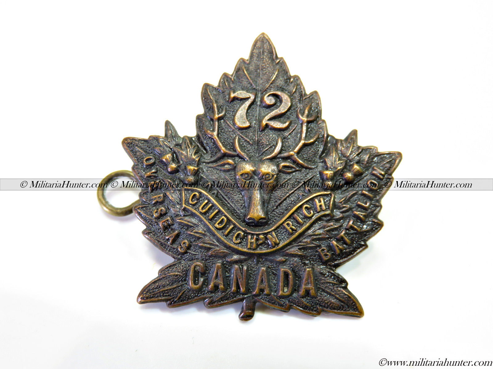 militaria : WW1 CEF 72nd Battalion Seaforth Highlanders of Canada collar badge