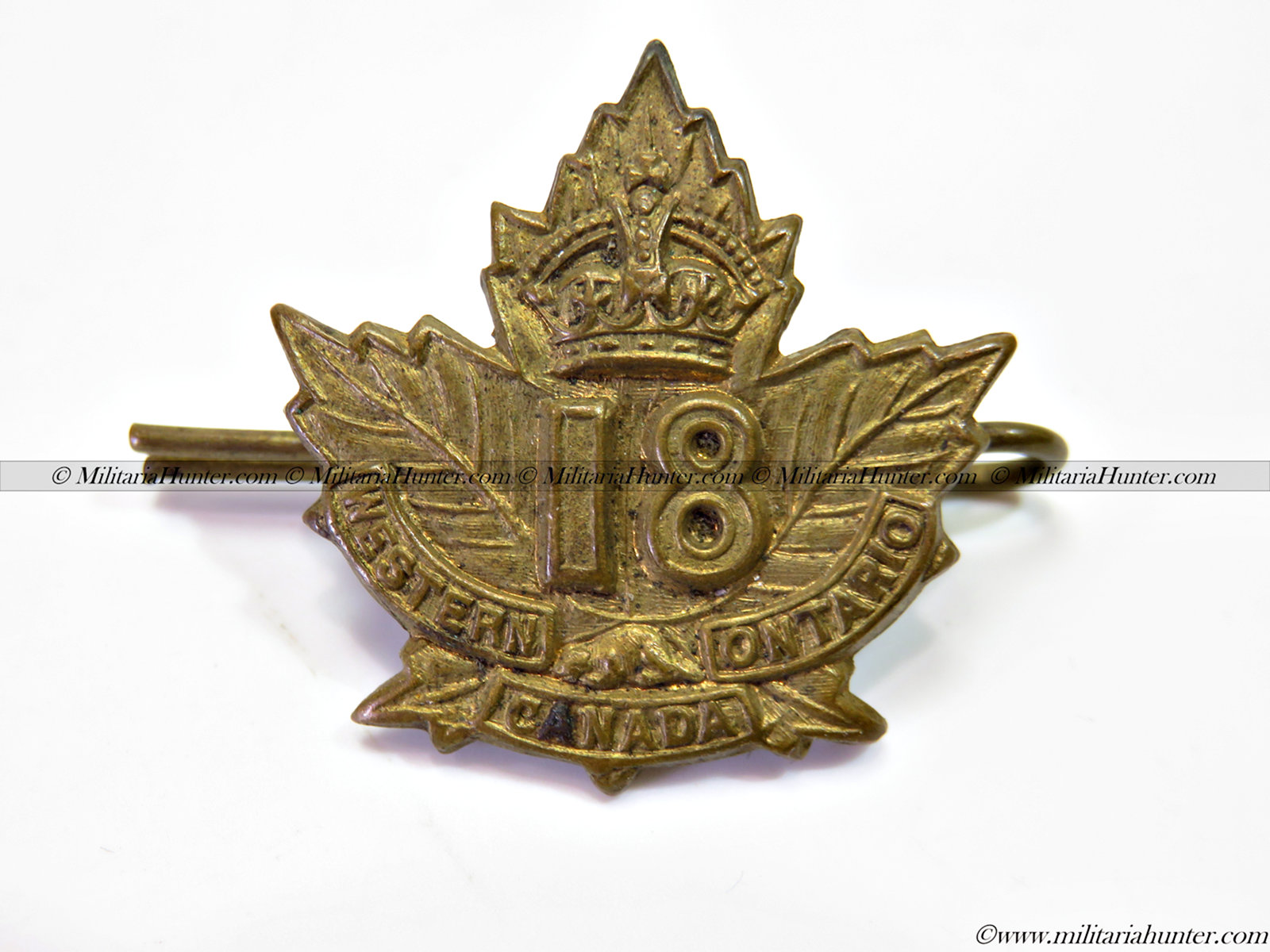 militaria : ww1 CEF 18th Western Ontario Battalion collar badge