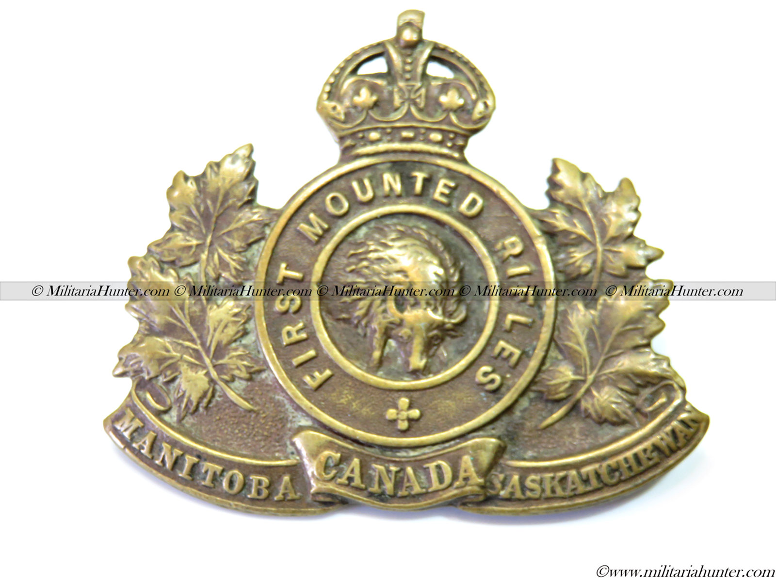 militaria : ww1 CEF 1st CMR cap badge Canadian Mounted Rifles